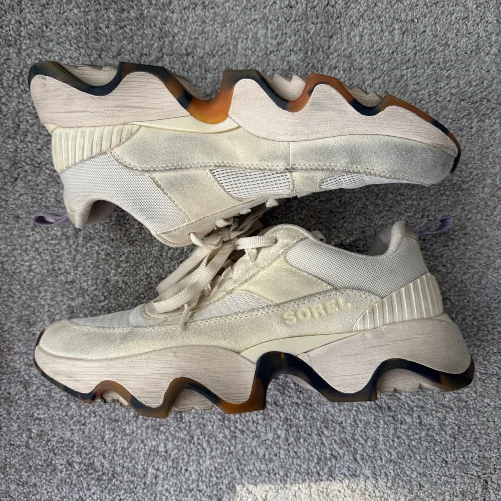 SOREL Kinetic Impact 2 Wonder Sneaker Women's Beige Suede Mesh Wedge Size 9‎